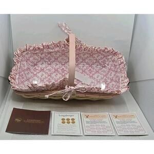 2007 Longaberger Horizon of Hope Rosebud Basket w/Liner Tie-On & Protector
